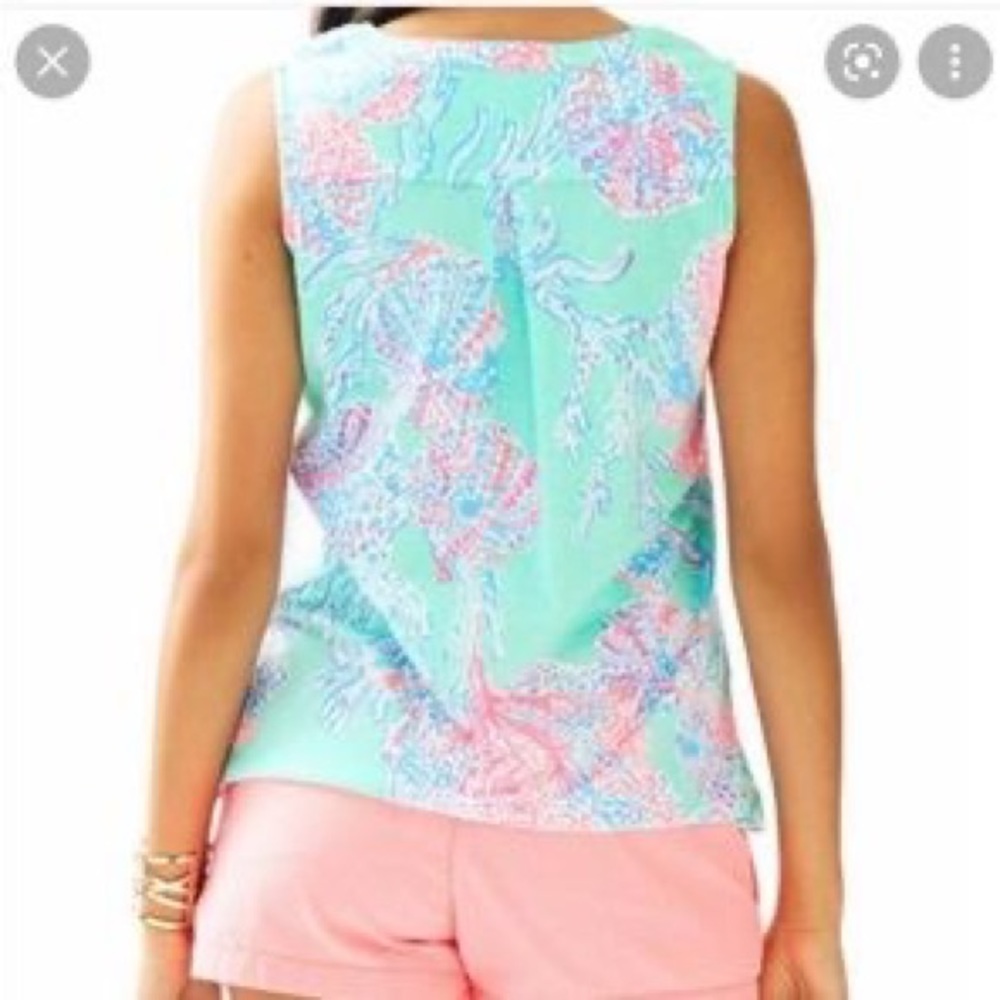 Lilly Pulitzer Essie Tank in Minty Fresh FanSea Pink - Picture 5 of 5